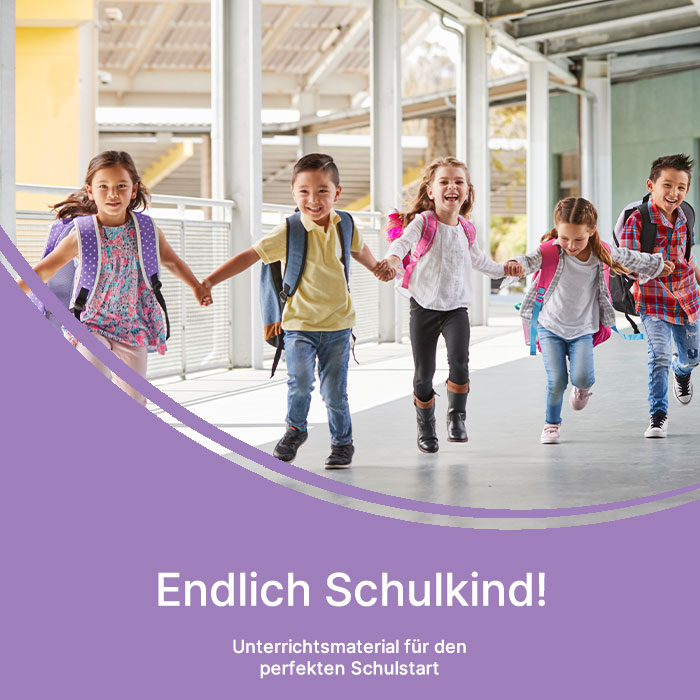 Erstklässler rennen in die Schule