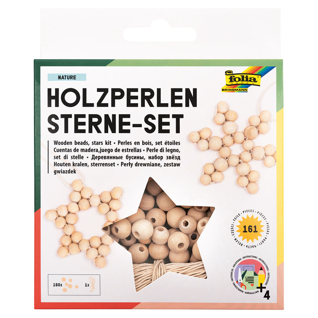 Folia® Holzperlen Sterne-Sets