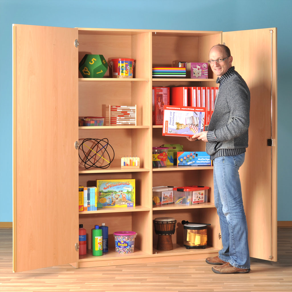 Modulus® Hochschrank mit Drehtüren und Mittelwand, 8 Böden verstellbar