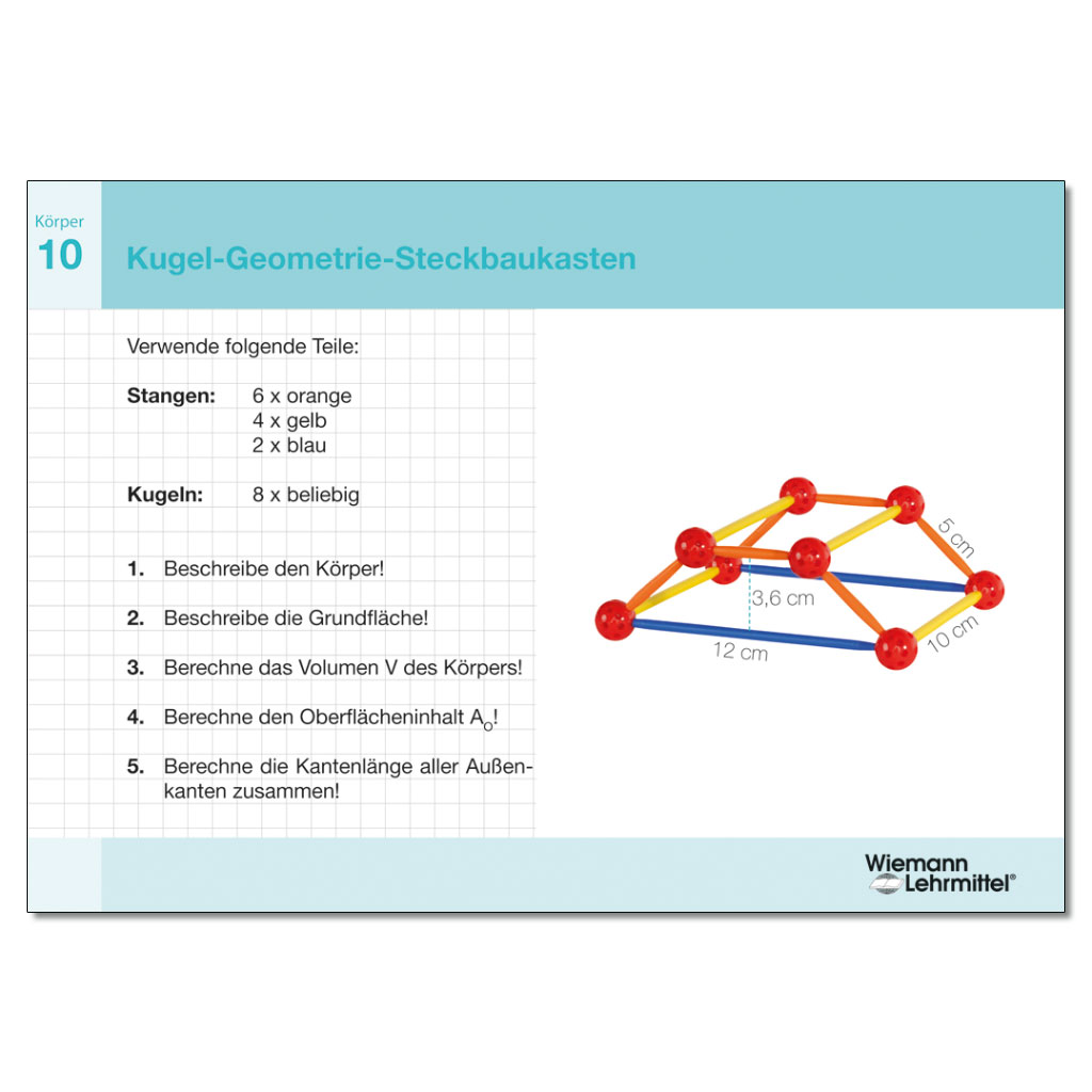 Arbeitskarten „Kugel-Steckbaukasten für Geometrie“