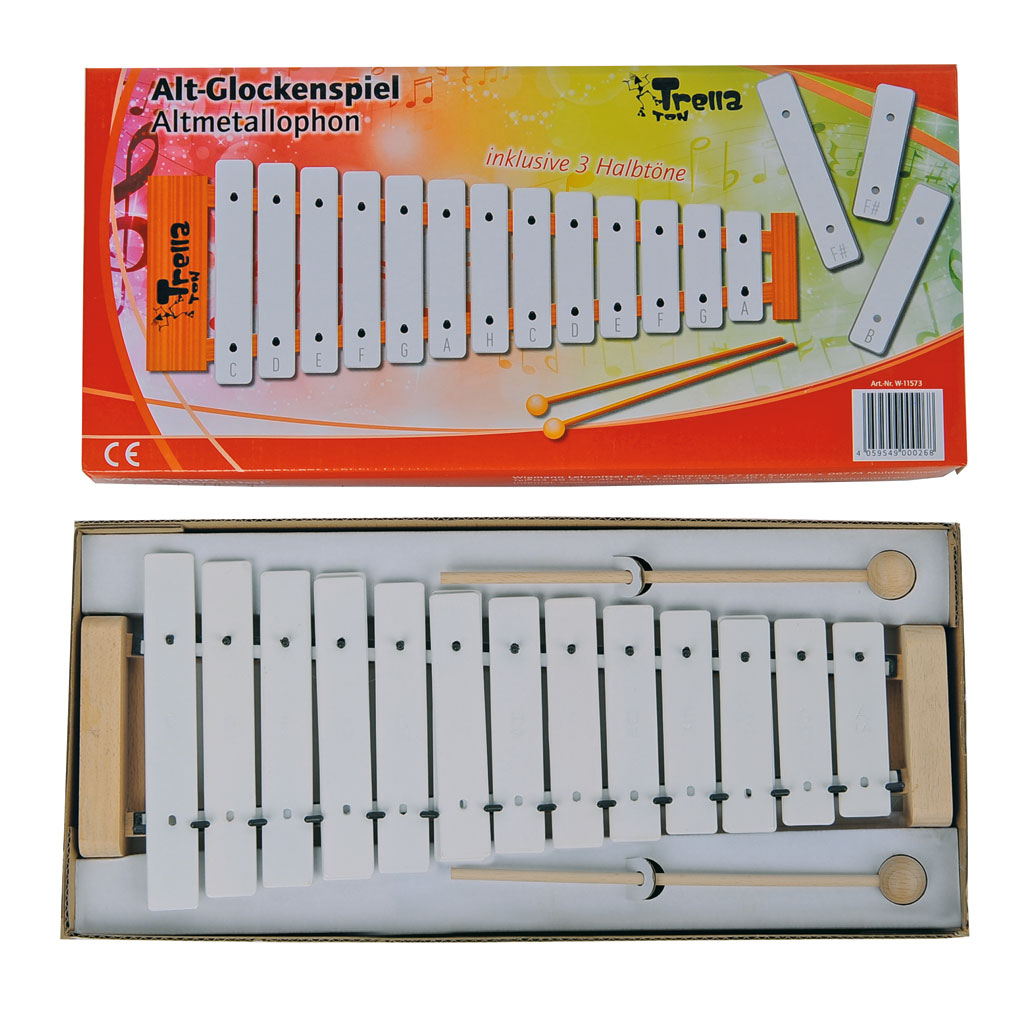 TrellaTon® Alt-Glockenspiel Altmetallophon – inkl. 2 Schlägel und 3 Halbtöne