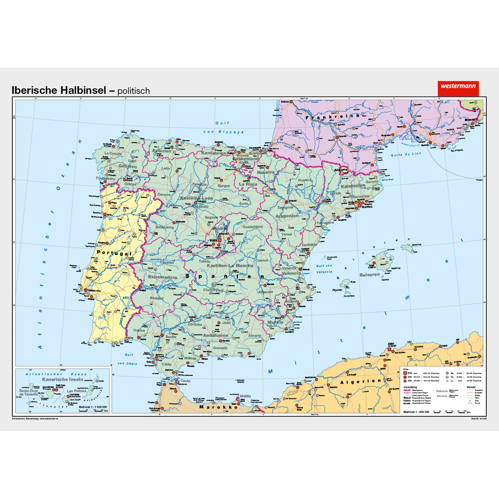 Westermann Wandkarte Iberische Halbinsel physisch/politisch