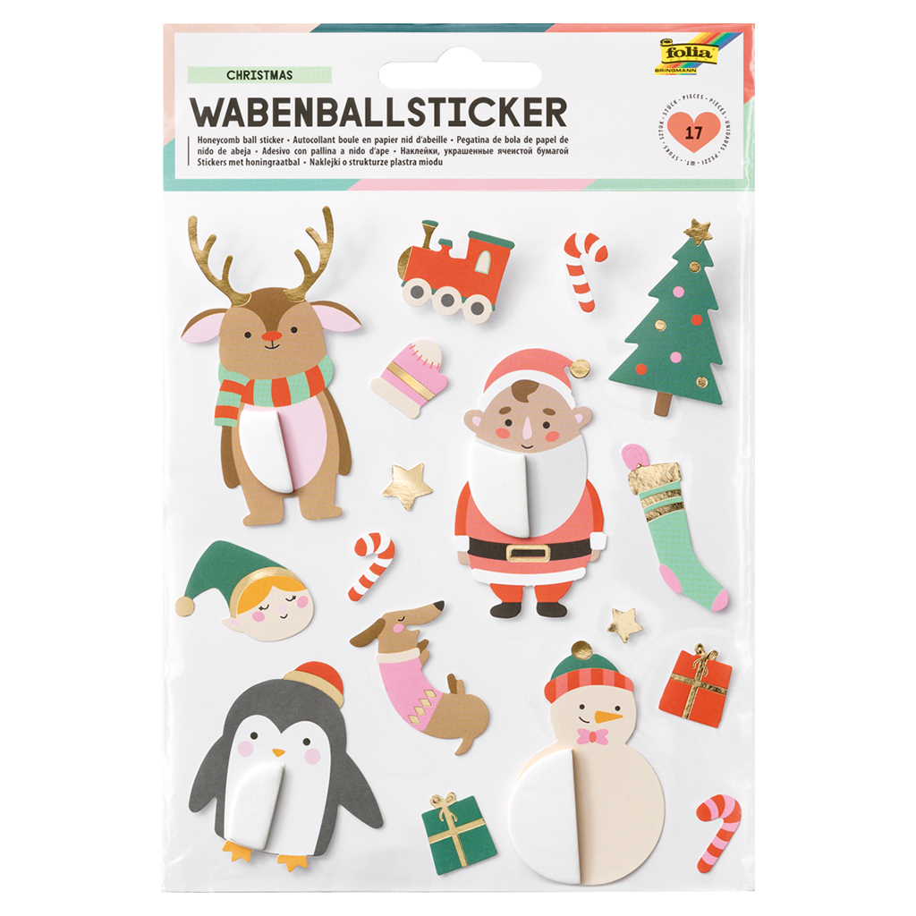 Folia® Wabenball-Sticker Weihnachten