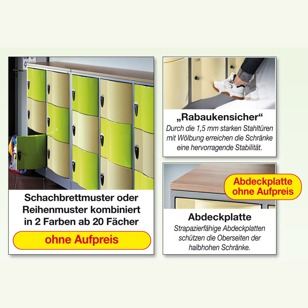 Schließfachschrank, 3-reihig