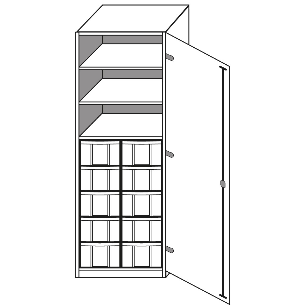 Modulus Bettzeugschrank mit Schüben, Türanschlag rechts