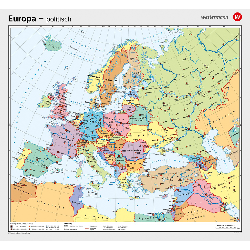 Westermann Wandkarte Europa physisch/politisch