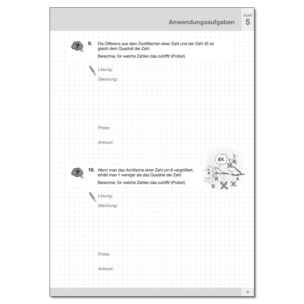 Arbeitsmappe „Quadratische Gleichungen berechnen“