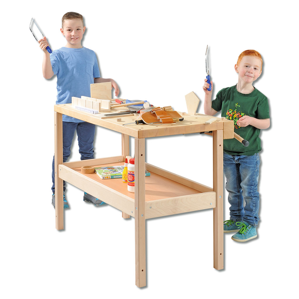 Koppelbare Hobelbank für 2 Kinder - Höhe 75 cm