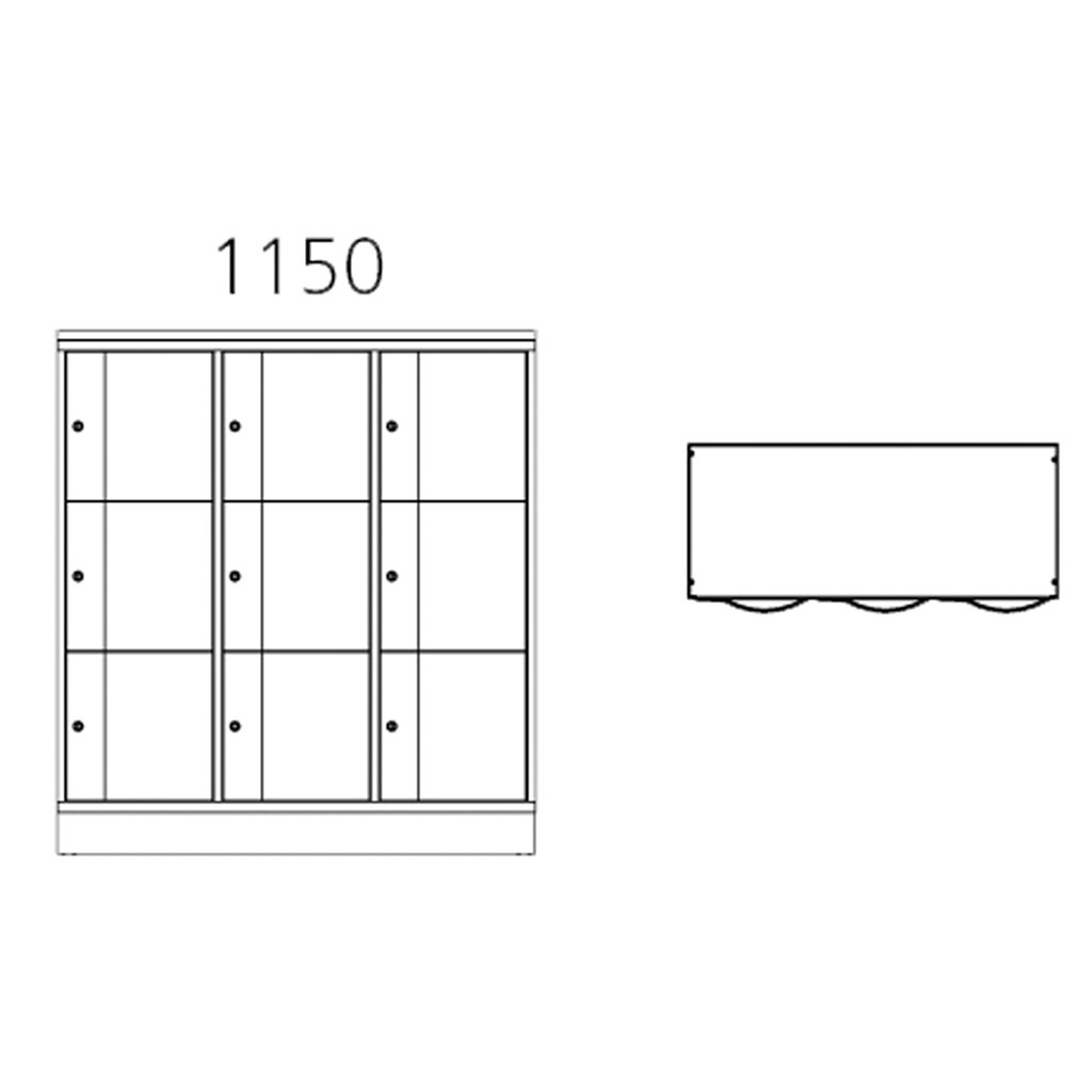 Schließfachschrank, 3-reihig