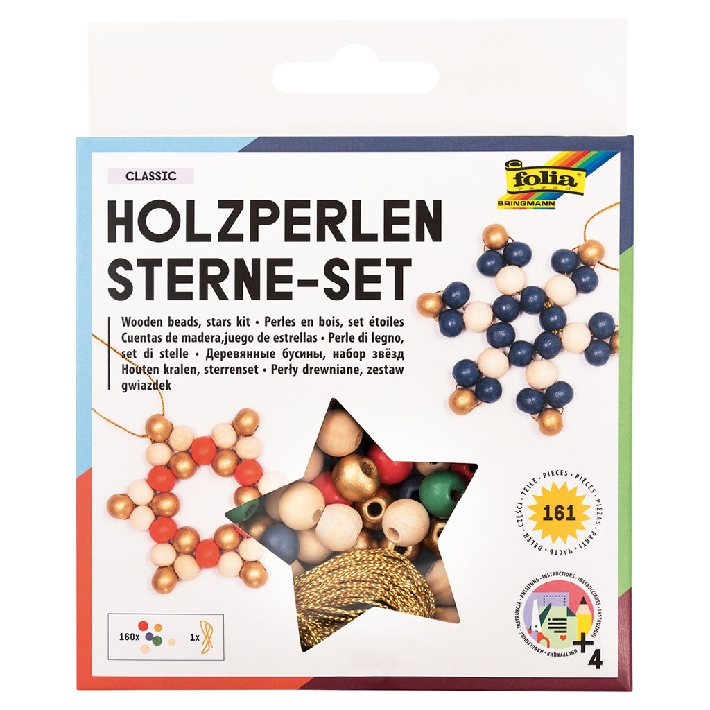 Folia® Holzperlen Sterne-Sets