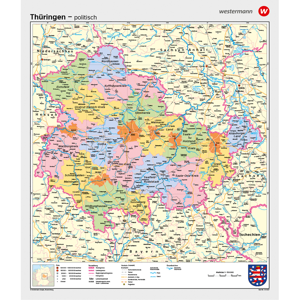 Westermann Wandkarte Thüringen physisch/politisch