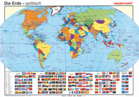 Die Erde, pol. (mit Flaggen) - in verschiedenen Varianten
