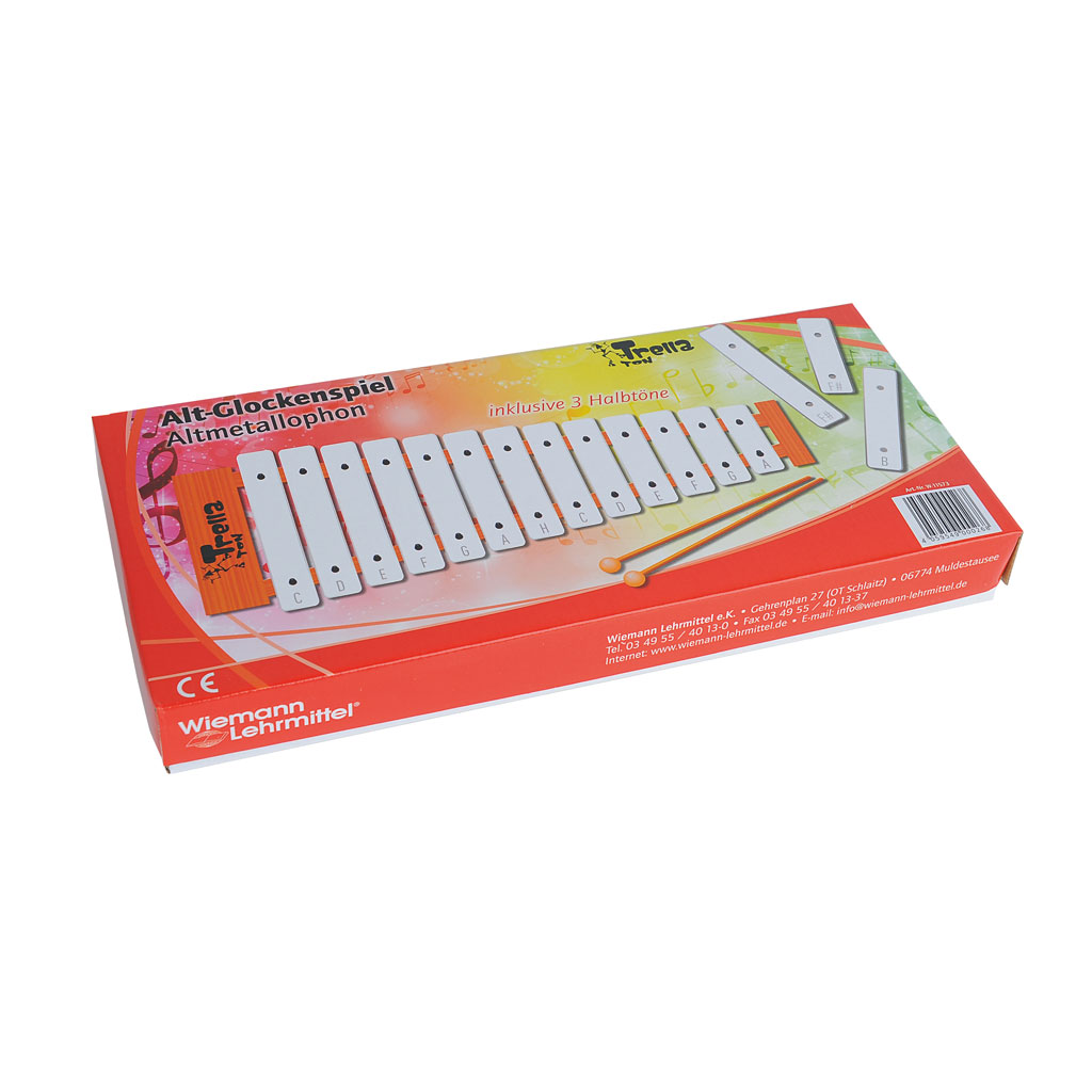 TrellaTon® Alt-Glockenspiel Altmetallophon – inkl. 2 Schlägel und 3 Halbtöne