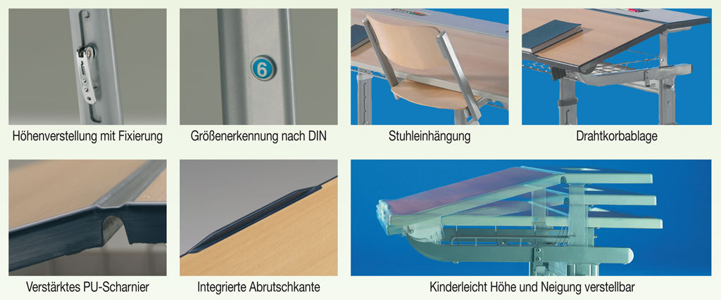 Aluflex® Zweier-Schultisch – Größe 1