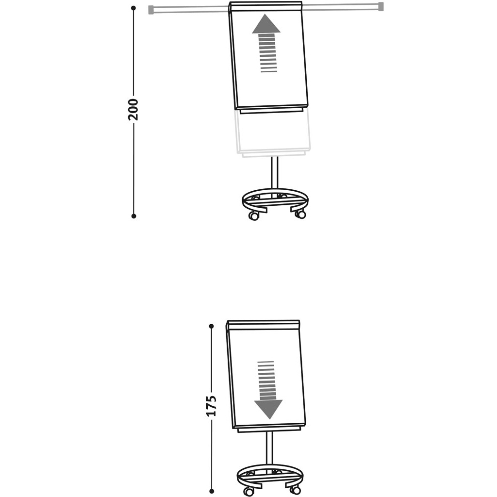 Mobiles Flipchart mit 2 Seitenarmen