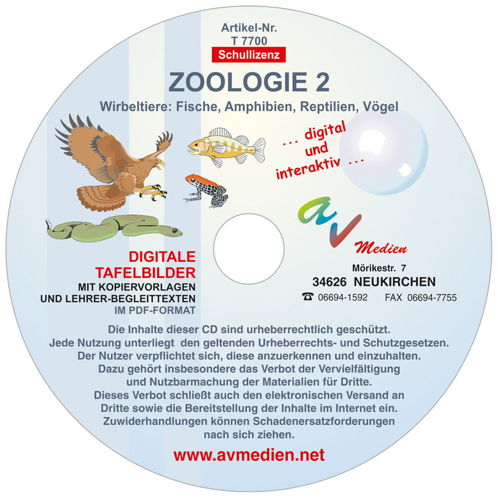 Interaktive digitale Tafelbilder ZOOLOGIE 2