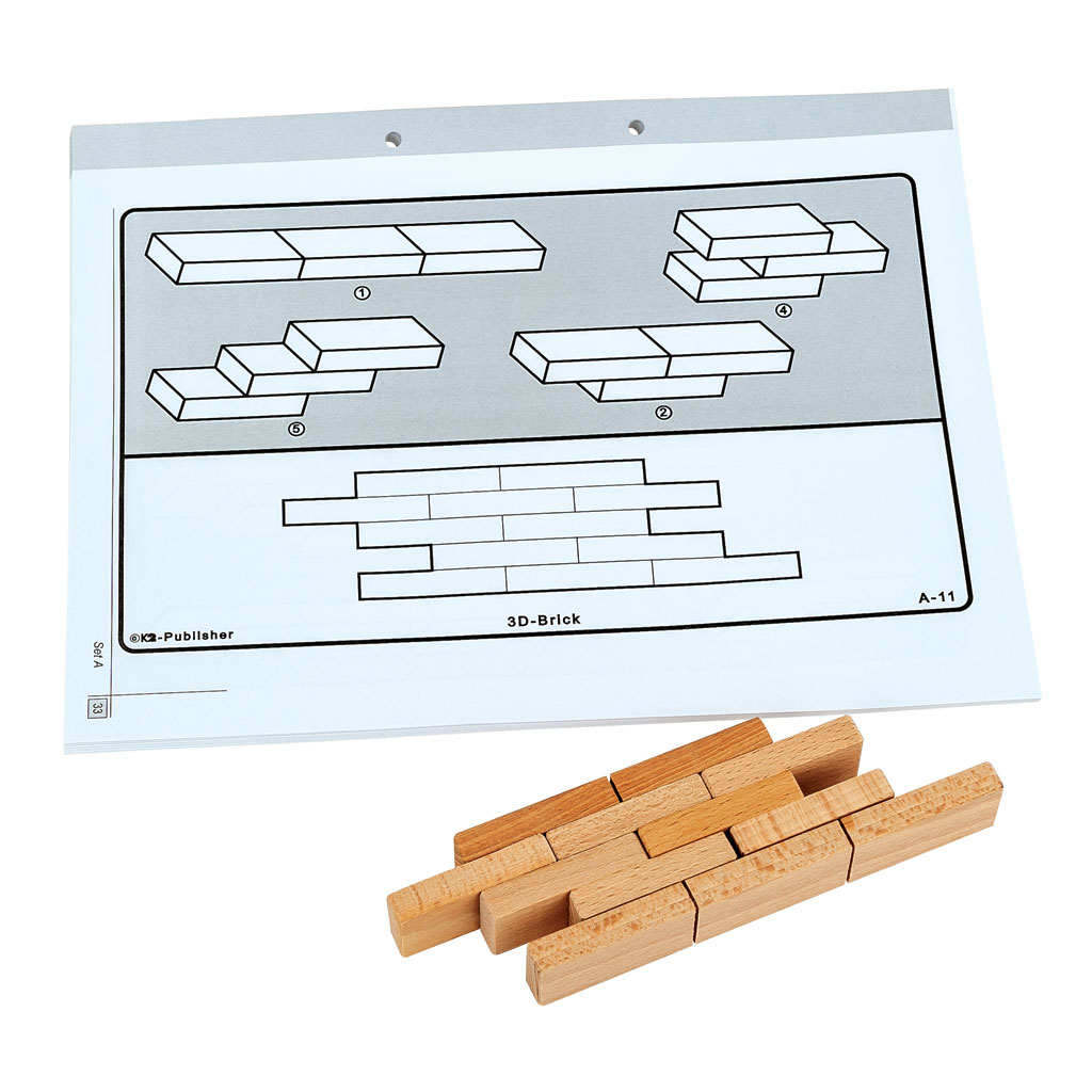 3D-Brick Kopiervorlagen und 1 Set 3D-Brick Holzsteine