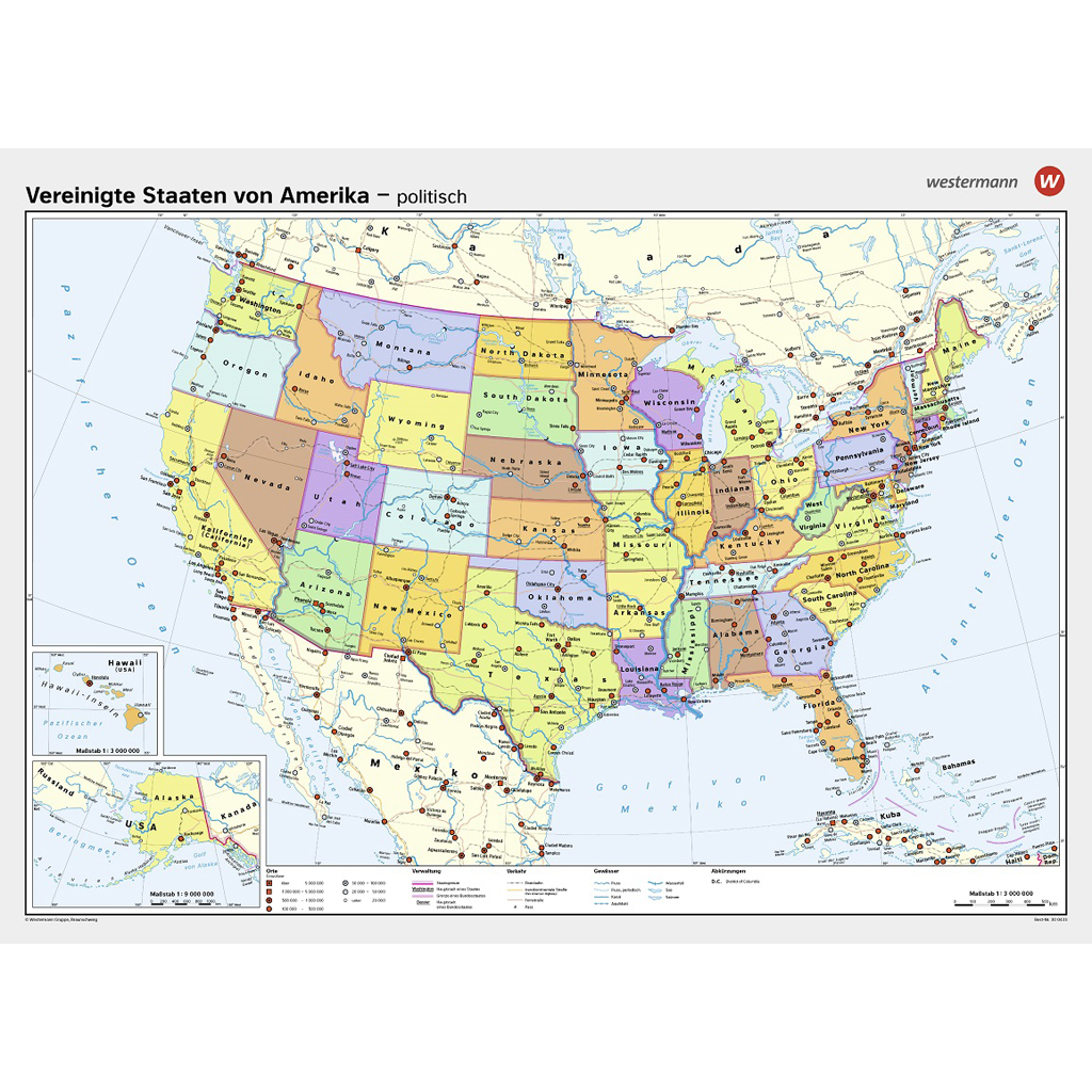 Westermann Wandkarte USA physisch/politisch