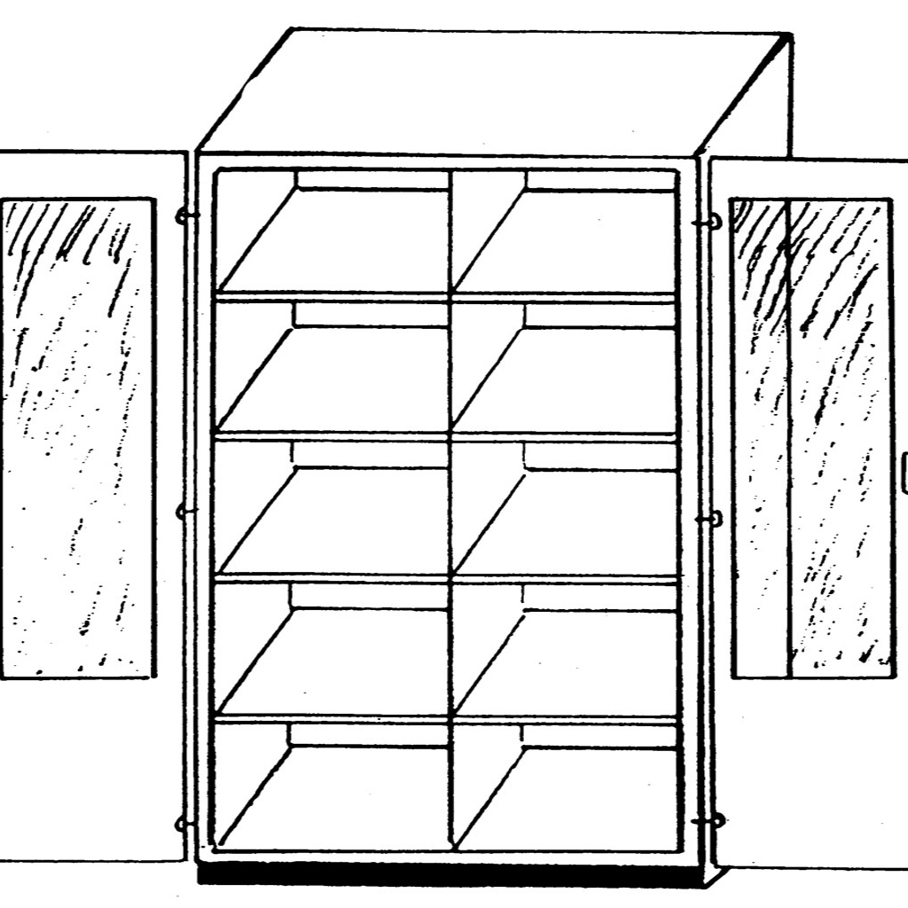 Modulus® Hochschrank mit 2/3-Glastüren und Mittelwand, 8 Böden