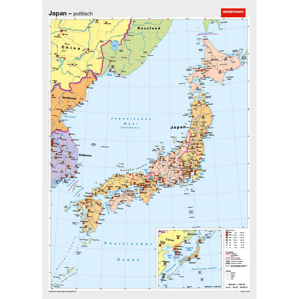 Westermann Wandkarte Japan physisch/politisch