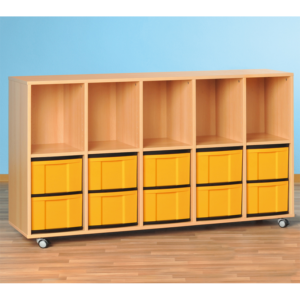 Modulus® Klassenzimmer-Regal, 5-reihig, fahrbar oder feststehend