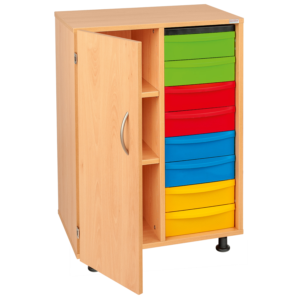 Modulus® Regalschrank, 2-reihig, mit 1 Schubladenreihe, fahrbar oder feststehend