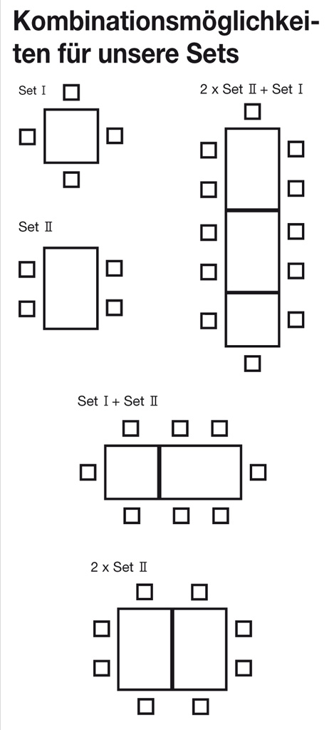 Set II Rechtecktisch 120 x 80 cm