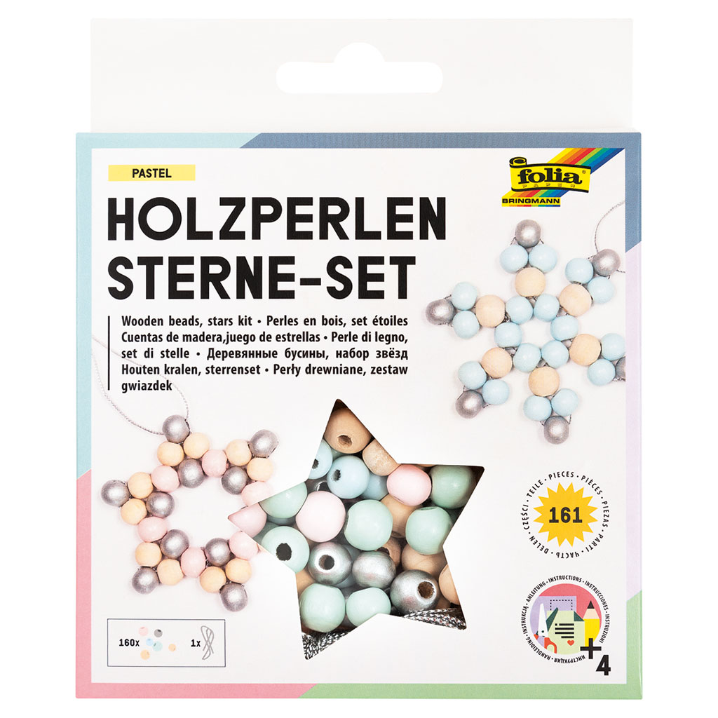 Folia® Holzperlen Sterne-Sets