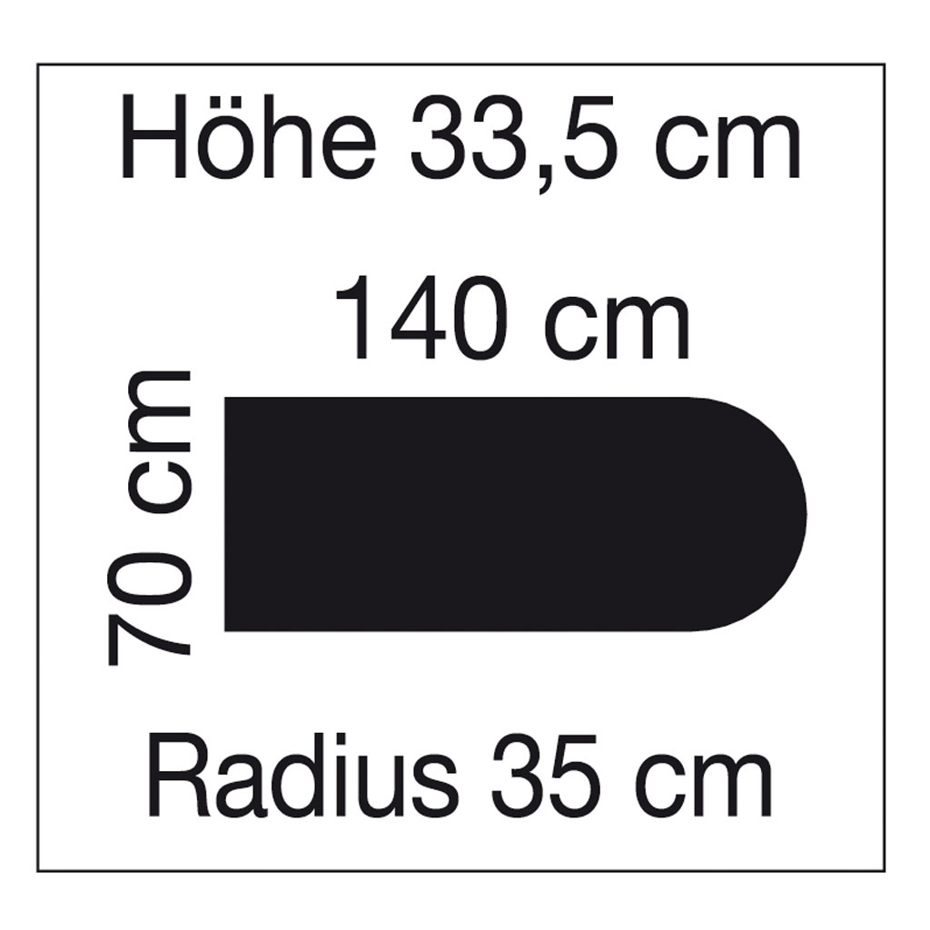 Rechteck-Podest mit Radius, fahrbar - rot